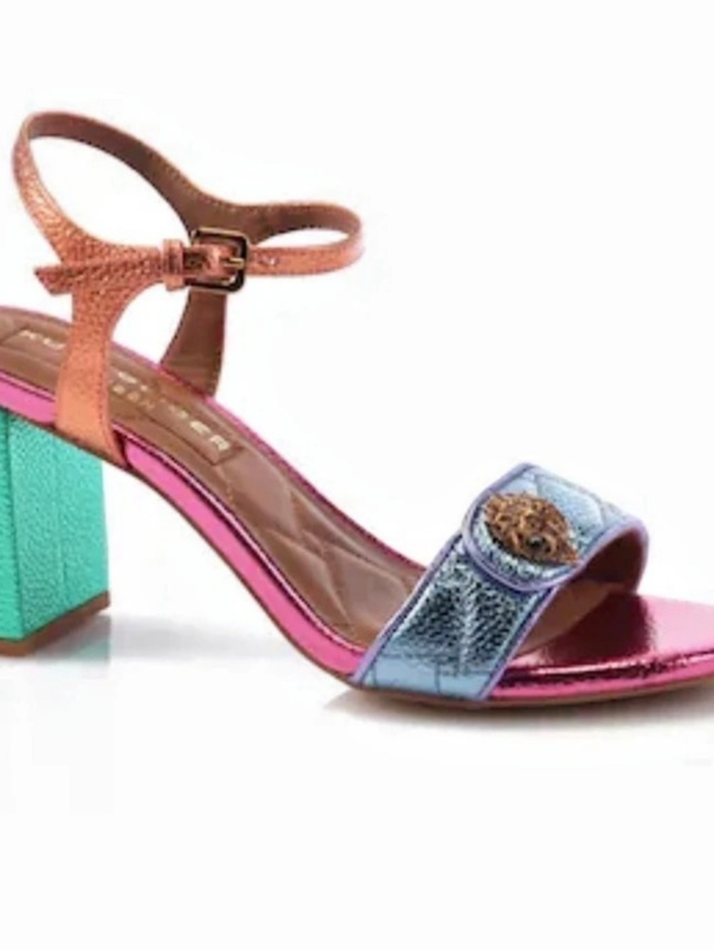Kurt Geiger London Kensington Langley Heeled Sandals Pink & Green US 6.5, new